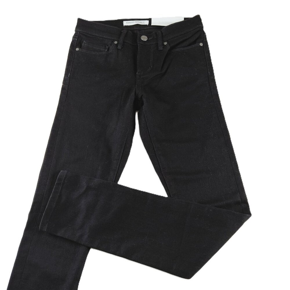 Banana Republic Premium Denim Mid Rise Skinny Jeans Women's 24 Petite Black